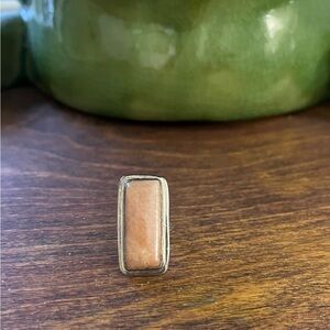 Rectangular Peach Stone Ring
